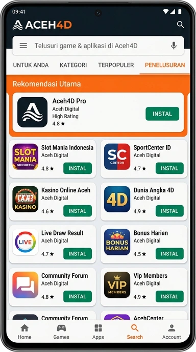 Tampilan katalog aplikasi aceh4d