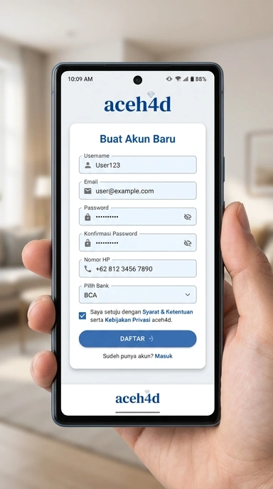 Tampilan halaman daftar aceh4d