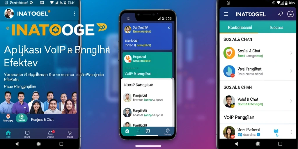 Tampilan antarmuka pengguna aplikasi VoIP Panggilan INATOGEL.