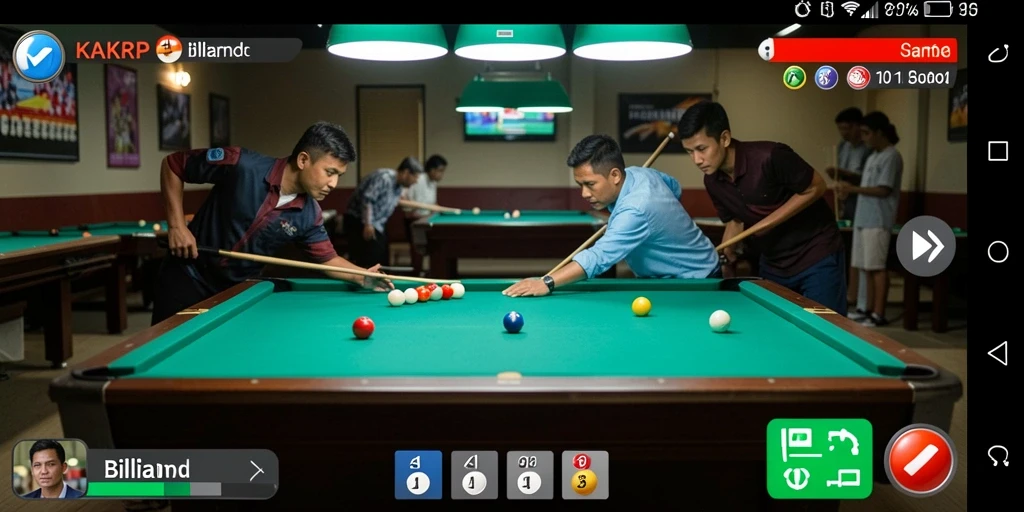 Antarmuka KAKRP yang menarik dengan opsi permainan Billiard.