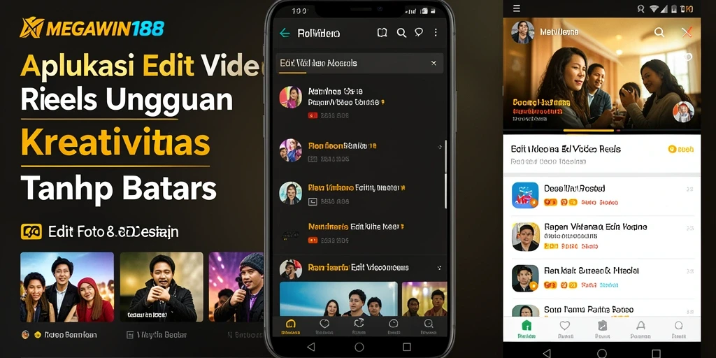 Antarmuka MEGAWIN188 yang sederhana dan menarik untuk Edit Video Reels.